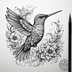 Tattoo sketch puns a hummingbird that says "i... - эскиз тату (№1757657818_0, 12.09.2025 06:16) — tattoo-photo.ru