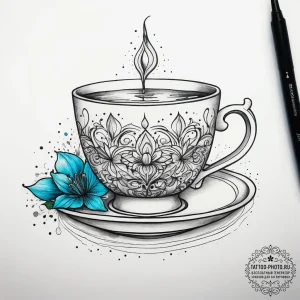 Tattoo sketch teacup tattoo, artistic tattoo... - эскиз тату (№1757658987_0, 12.09.2025 06:36) — tattoo-photo.ru