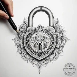 Tattoo sketch magical lock - эскиз тату (№1757660543_0, 12.09.2025 07:02) — tattoo-photo.ru