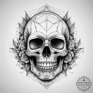 Tattoo sketch historical artifact with a skul... - эскиз тату (№1757661708_0, 12.09.2025 07:21) — tattoo-photo.ru