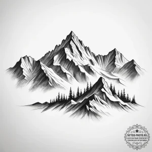 Tattoo sketch a mountain range - эскиз тату (№1757664634_0, 12.09.2025 08:10) — tattoo-photo.ru