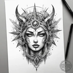 Tattoo sketch cosmic myth, tattoo line art, b... - эскиз тату (№1757666583_0, 12.09.2025 08:43) — tattoo-photo.ru