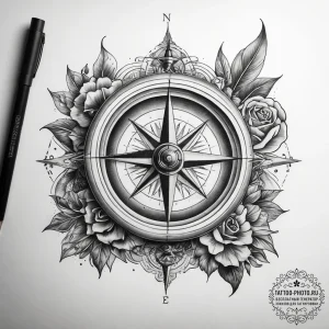 Tattoo sketch historical book with a compass,... - эскиз тату (№1757667359_0, 12.09.2025 08:55) — tattoo-photo.ru