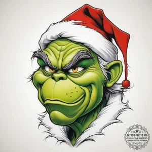 Tattoo sketch the grinch with a paw, tattoo l... - эскиз тату (№1757667749_0, 12.09.2025 09:02) — tattoo-photo.ru
