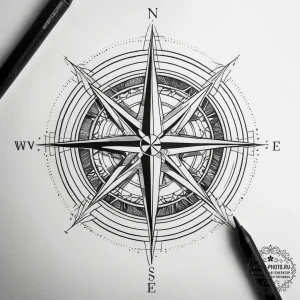 Tattoo sketch compass, tattoo sketch design,... - эскиз тату (№1757671455_0, 12.09.2025 10:04) — tattoo-photo.ru