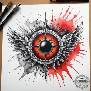 Tattoo sketch sun with wings, ink illustratio... - эскиз тату (№1757671846_0, 12.09.2025 10:10) — tattoo-photo.ru