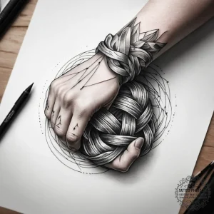 Tattoo sketch hands with a knot, tattoo line... - эскиз тату (№1757674381_0, 12.09.2025 10:53) — tattoo-photo.ru