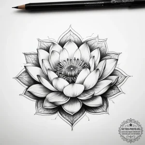 Tattoo sketch lotus with a quote - эскиз тату (№1757674962_0, 12.09.2025 11:02) — tattoo-photo.ru