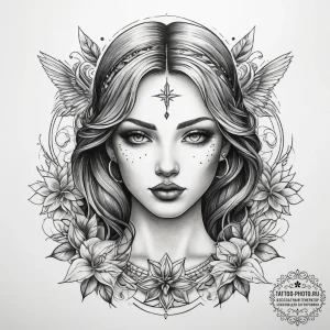 Tattoo sketch blessed scene, tattoo sketch de... - эскиз тату (№1757675741_0, 12.09.2025 11:15) — tattoo-photo.ru
