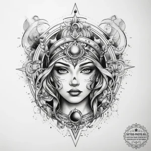 Tattoo sketch cosmic identity - эскиз тату (№1757676132_0, 12.09.2025 11:22) — tattoo-photo.ru