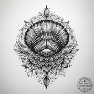 Tattoo sketch shell, ink illustration for tat... - эскиз тату (№1757676715_0, 12.09.2025 11:31) — tattoo-photo.ru