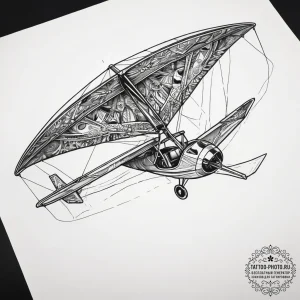 Tattoo sketch hang gliding a person with a gl... - эскиз тату (№1757676911_0, 12.09.2025 11:35) — tattoo-photo.ru