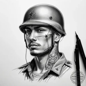 Tattoo sketch soldier with a thread, tattoo f... - эскиз тату (№1757694618_0, 12.09.2025 16:30) — tattoo-photo.ru
