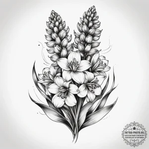 Tattoo sketch hyacinth flower, tattoo line ar... - эскиз тату (№1757695009_0, 12.09.2025 16:36) — tattoo-photo.ru