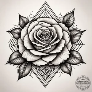 Tattoo sketch rose in a geometric shape, tatt... - эскиз тату (№1757699517_0, 12.09.2025 17:51) — tattoo-photo.ru
