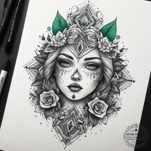 Tattoo sketch green, artistic tattoo sketch,... - эскиз тату (№1757702266_0, 12.09.2025 18:37) — tattoo-photo.ru