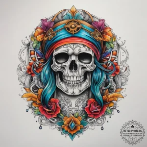 Tattoo sketch pirate, tattoo line art, neo tr... - эскиз тату (№1757706029_0, 12.09.2025 19:40) — tattoo-photo.ru