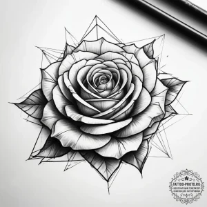 Tattoo sketch геометрическая роза - эскиз тату (№1757706615_0, 12.09.2025 19:50) — tattoo-photo.ru