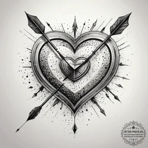 Tattoo sketch love heart with an arrow, tatto... - эскиз тату (№1757707003_0, 12.09.2025 19:56) — tattoo-photo.ru