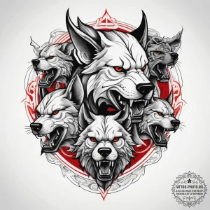 Tattoo sketch cerberus, ink illustration for... - эскиз тату (№1757707597_0, 12.09.2025 20:06) — tattoo-photo.ru