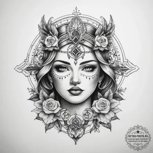 Tattoo sketch blessed narrative - эскиз тату (№1757708777_0, 12.09.2025 20:26) — tattoo-photo.ru