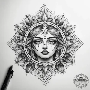 Tattoo sketch divine legend, tattoo flash she... - эскиз тату (№1757708975_0, 12.09.2025 20:29) — tattoo-photo.ru