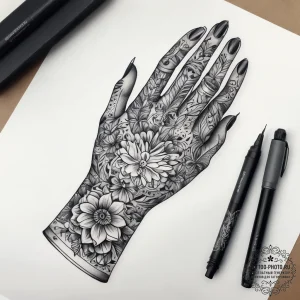 Tattoo sketch gloves with a quote, tattoo lin... - эскиз тату (№1757709751_0, 12.09.2025 20:42) — tattoo-photo.ru