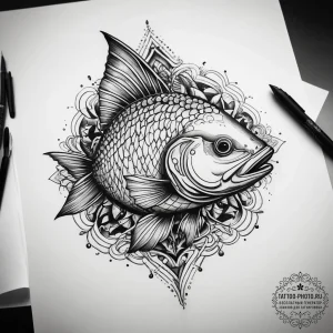 Tattoo sketch whitefish, concept art for tatt... - эскиз тату (№1757711716_0, 12.09.2025 21:15) — tattoo-photo.ru