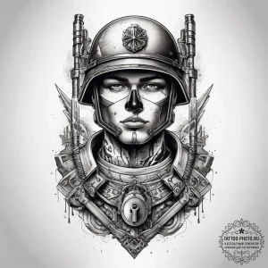 Tattoo sketch soldier with a lock, tattoo dra... - эскиз тату (№1757714274_0, 12.09.2025 21:57) — tattoo-photo.ru