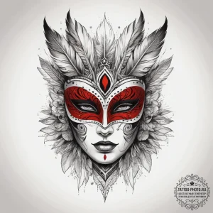 Tattoo sketch feathered mask tattoo, tattoo s... - эскиз тату (№1757715439_0, 12.09.2025 22:17) — tattoo-photo.ru