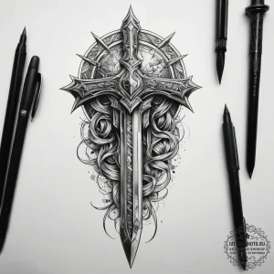 Tattoo sketch gladiator sword, artistic tatto... - эскиз тату (№1757719577_0, 12.09.2025 23:26) — tattoo-photo.ru