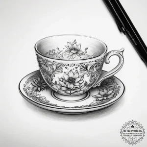 Tattoo sketch teacup tattoo - эскиз тату (№1757721361_0, 12.09.2025 23:56) — tattoo-photo.ru
