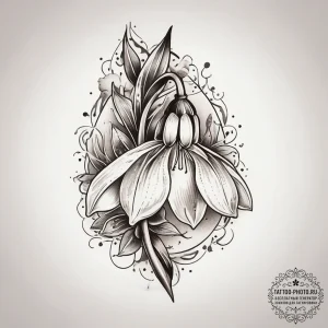 Tattoo sketch snowdrop, artistic tattoo sketc... - эскиз тату (№1757721973_0, 13.09.2025 00:06) — tattoo-photo.ru