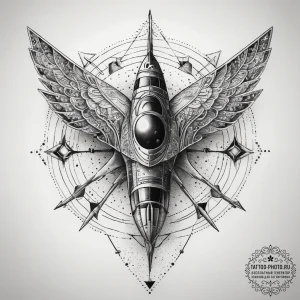 Tattoo sketch cosmic plane, tattoo sketch des... - эскиз тату (№1757722967_0, 13.09.2025 00:22) — tattoo-photo.ru