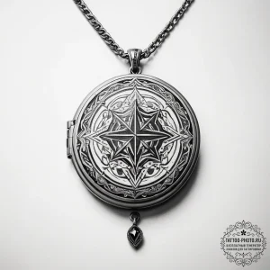 Tattoo sketch locket on a chain - эскиз тату (№1757727940_0, 13.09.2025 01:45) — tattoo-photo.ru