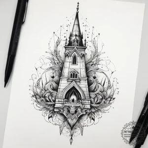 Tattoo sketch spire, tattoo drawing outline,... - эскиз тату (№1757728736_0, 13.09.2025 01:58) — tattoo-photo.ru