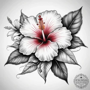 Tattoo sketch hibiscus flower, artistic tatto... - эскиз тату (№1757729324_0, 13.09.2025 02:08) — tattoo-photo.ru