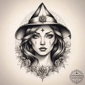 Tattoo sketch witch tattoo, ink illustration... - эскиз тату (№1757729518_0, 13.09.2025 02:11) — tattoo-photo.ru