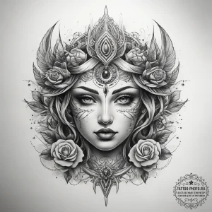 Tattoo sketch mystical world, tattoo sketch d... - эскиз тату (№1757730696_0, 13.09.2025 02:31) — tattoo-photo.ru