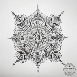 Tattoo sketch узор с арабскими цифрами - эскиз тату (№1757733054_0, 13.09.2025 03:10) — tattoo-photo.ru