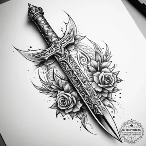 Tattoo sketch dagger - эскиз тату (№1757734429_0, 13.09.2025 03:33) — tattoo-photo.ru