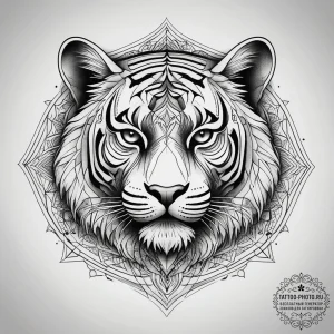 Tattoo sketch абстрактный тигр, tattoo flash... - эскиз тату (№1757737580_0, 13.09.2025 04:26) — tattoo-photo.ru