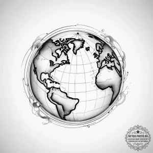 Tattoo sketch globe - эскиз тату (№1757738350_0, 13.09.2025 04:39) — tattoo-photo.ru