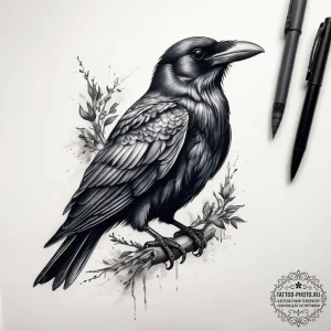 Tattoo sketch raven, concept art for tattoo,... - эскиз тату (№1757739138_0, 13.09.2025 04:52) — tattoo-photo.ru