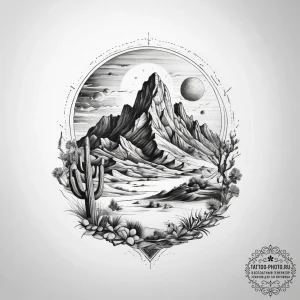 Tattoo sketch desert - эскиз тату (№1757739330_0, 13.09.2025 04:55) — tattoo-photo.ru