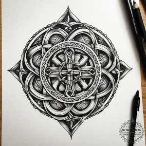 Tattoo sketch slavic knot with a circle, conc... - эскиз тату (№1757740312_0, 13.09.2025 05:11) — tattoo-photo.ru
