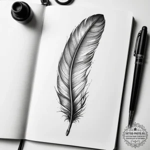 Tattoo sketch poet open book with a feather - эскиз тату (№1757740700_0, 13.09.2025 05:18) — tattoo-photo.ru
