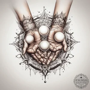 Tattoo sketch hands with a pearl, artistic ta... - эскиз тату (№1757746615_0, 13.09.2025 06:56) — tattoo-photo.ru