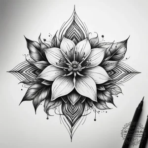 Tattoo sketch mystical flower, tattoo sketch... - эскиз тату (№1757747991_0, 13.09.2025 07:19) — tattoo-photo.ru