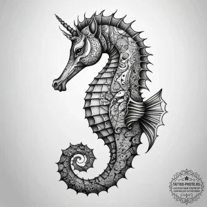 Tattoo sketch puns a seahorse that says "i'm... - эскиз тату (№1757751558_0, 13.09.2025 08:19) — tattoo-photo.ru